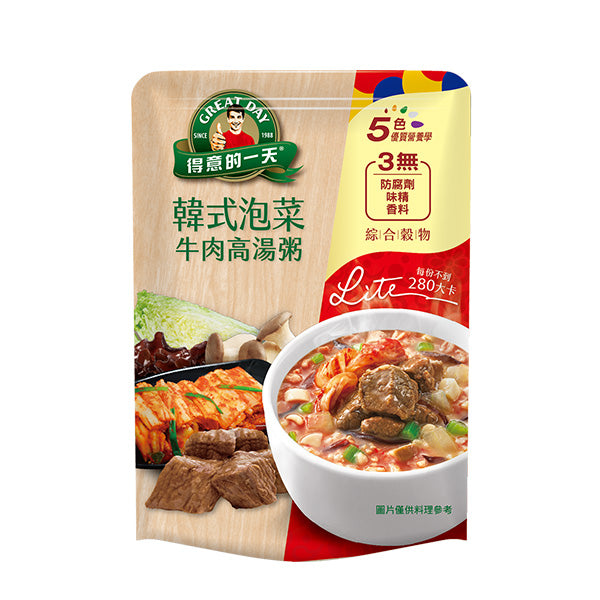 【得意的一天】泡菜牛肉高湯粥350G/包
