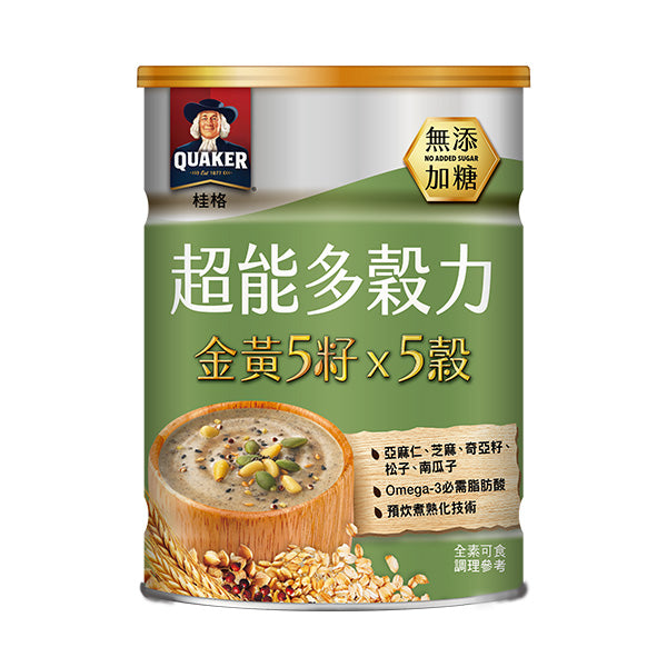 【桂格】超能多穀力金黃5籽x 5穀-無添加糖390g/罐