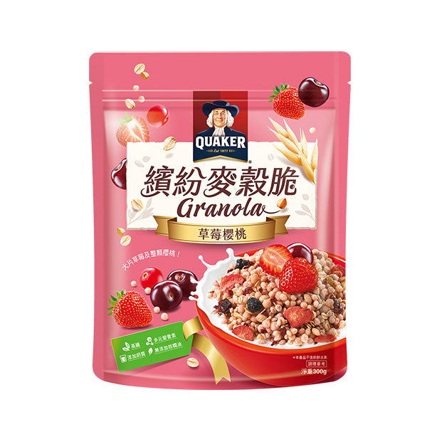 【桂格】繽紛麥穀脆水果早餐麥片-草莓櫻桃300g/包