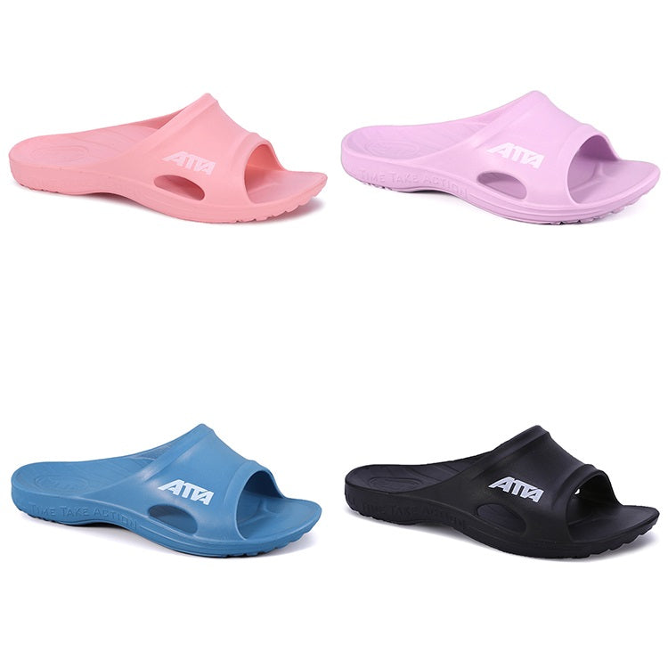 🔥母親節限定66折🔥【ATTA】 足弓簡約休閒拖鞋 (粉色/粉紫色/藍色/黑色) 可選鞋號