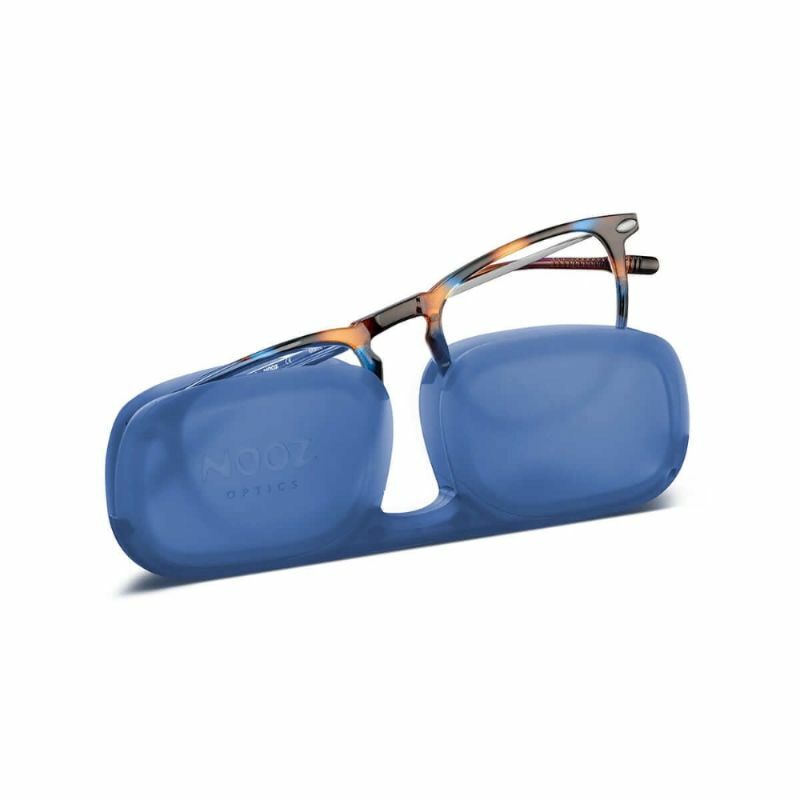 🔥快閃9折🔥法國NOOZ時尚造型老花眼鏡-鏡腳便攜款(矩形)-玳瑁藍（度數：100度/150度/200度/250度/300度）