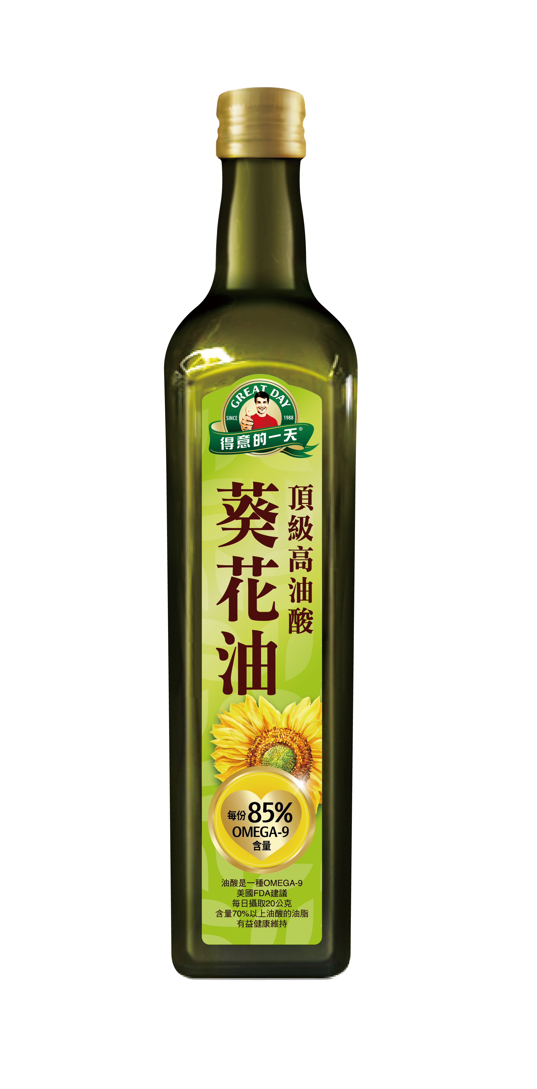 【得意的一天】高油酸葵花油 750ML (單入組/6入組)⚡油酸含量85%，健康更升級⚡(新舊包裝隨機出貨)