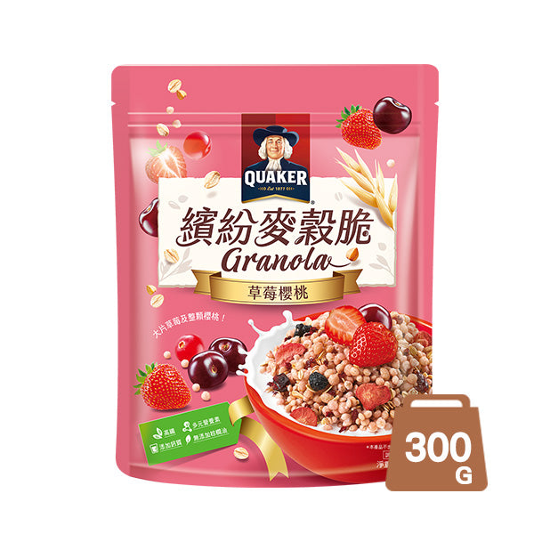 【桂格】繽紛麥穀脆水果早餐麥片-草莓櫻桃300g/包😋穀物+果乾一次滿足 💪高纖又營養豐富