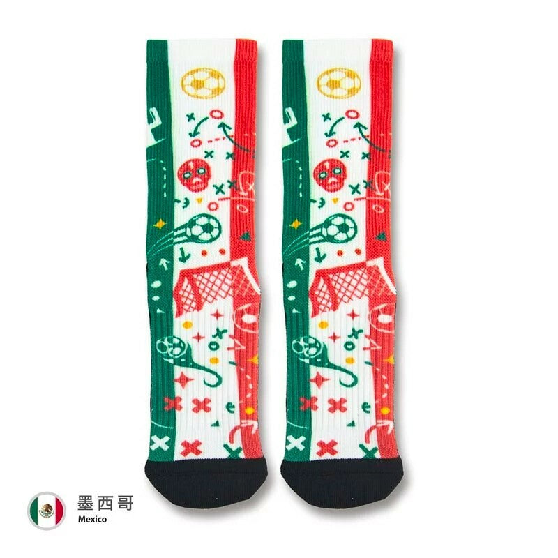 【AREX SPORT】經典足球世界盃咖啡紗3D科技紀念襪-墨西哥Mexico